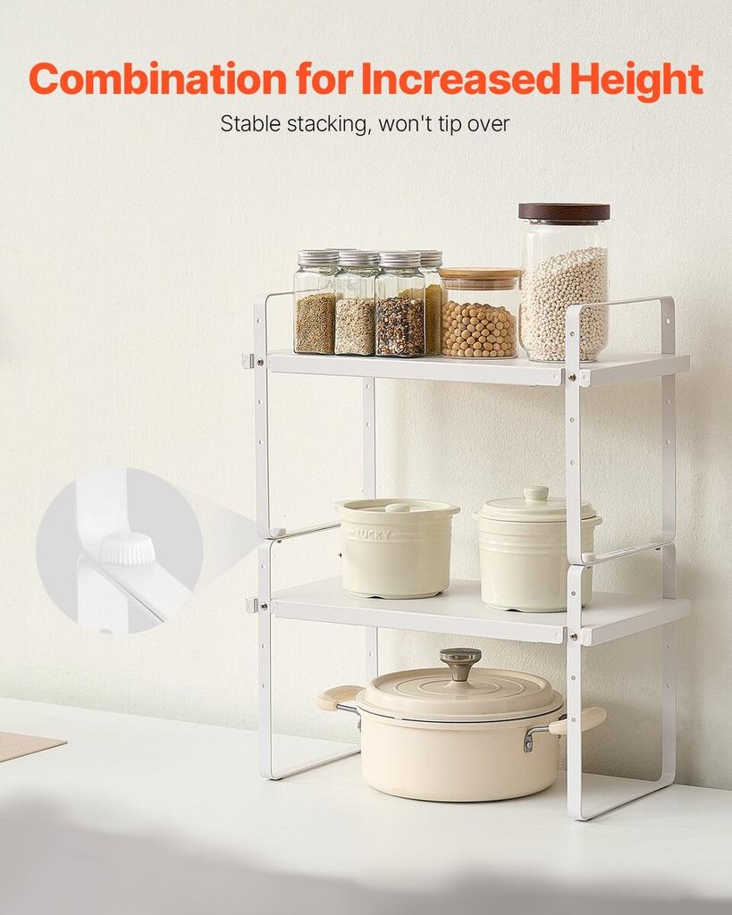 2 Tier Cabinet Organizer Shelf Counter Shelves Steel Storage Spice Rack