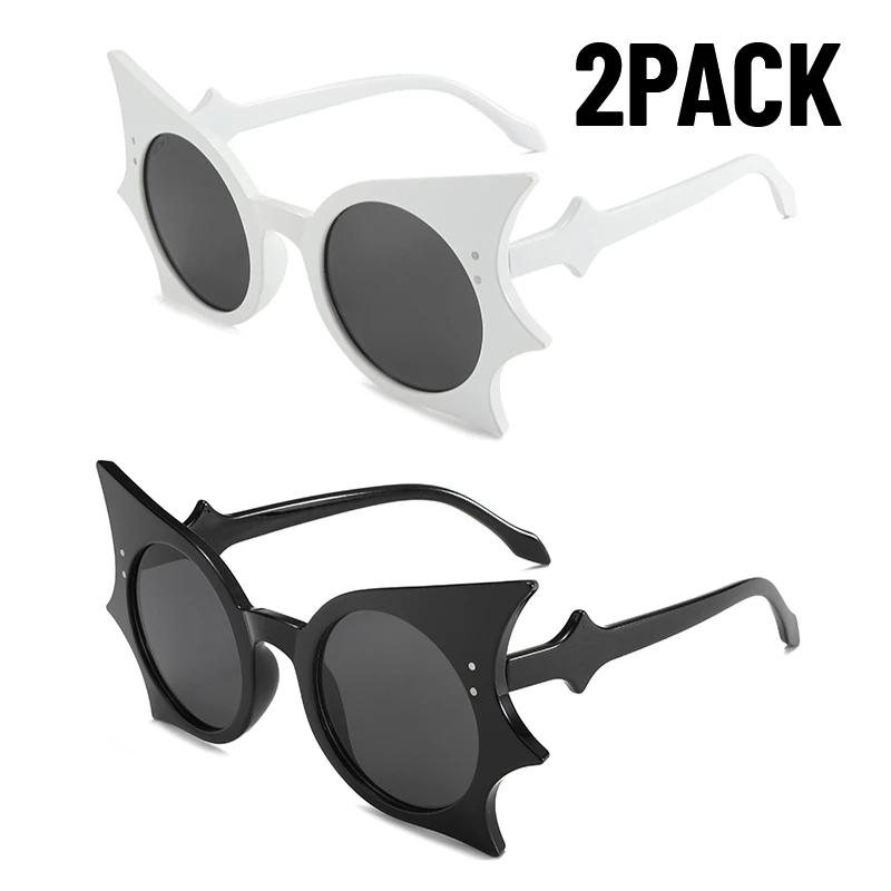 2Pack Unique Bat Shaped Sunglasses For Women Vintage Funny 90S Eyewear Fashion Novelty Goth Eyewear For Halloween Costume Party