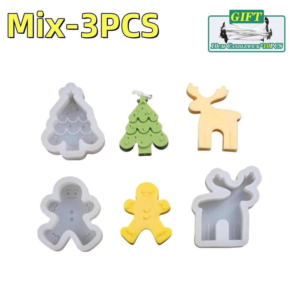 1-5PCS Christmas Silicone Candle Mold DIY Handmade Aromatherapy Molds Baking Resin Soap Decorative Ornament Tools for Home Decor