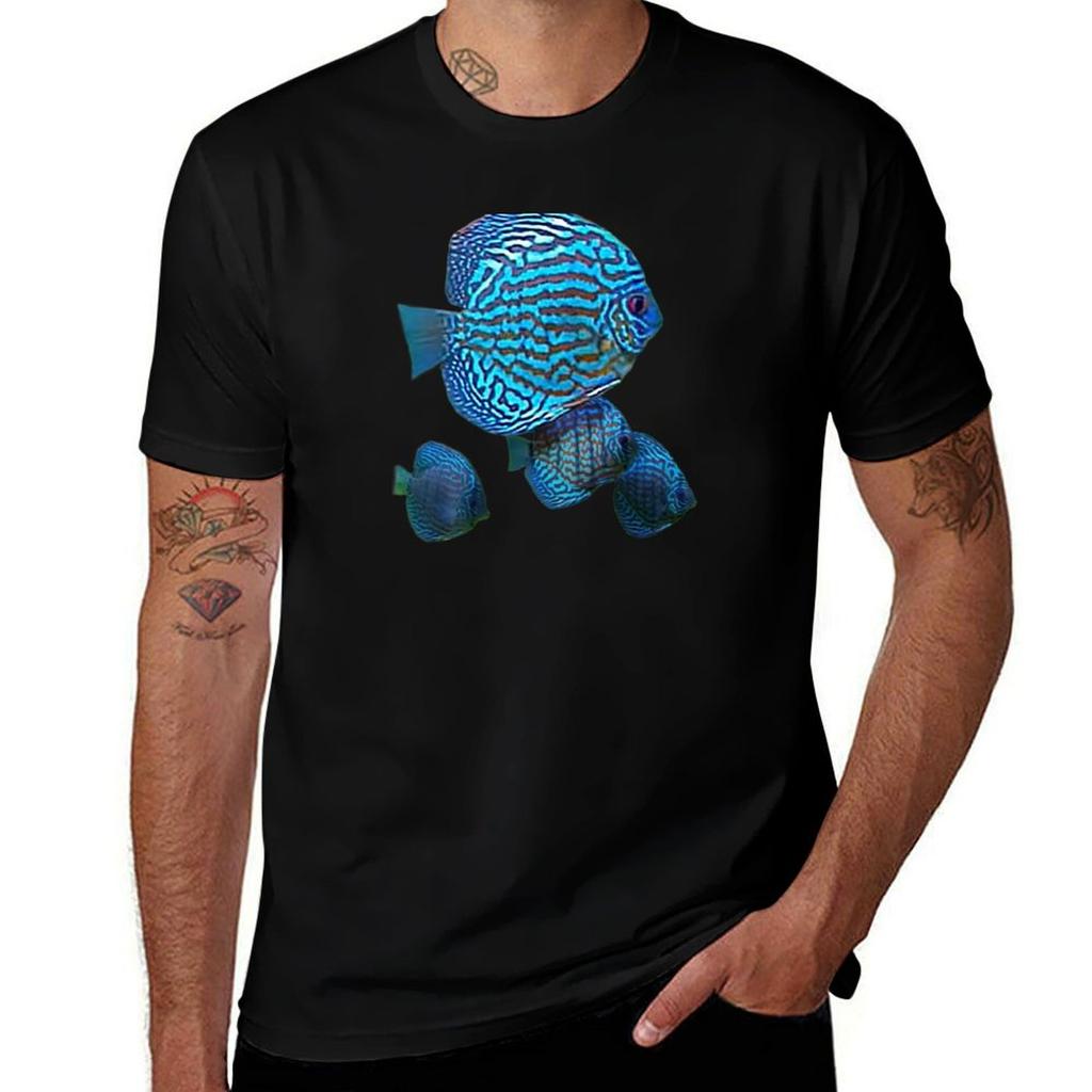 FISH DISCUS BLUE TShirt Regular Fit Plain Tee Shirt