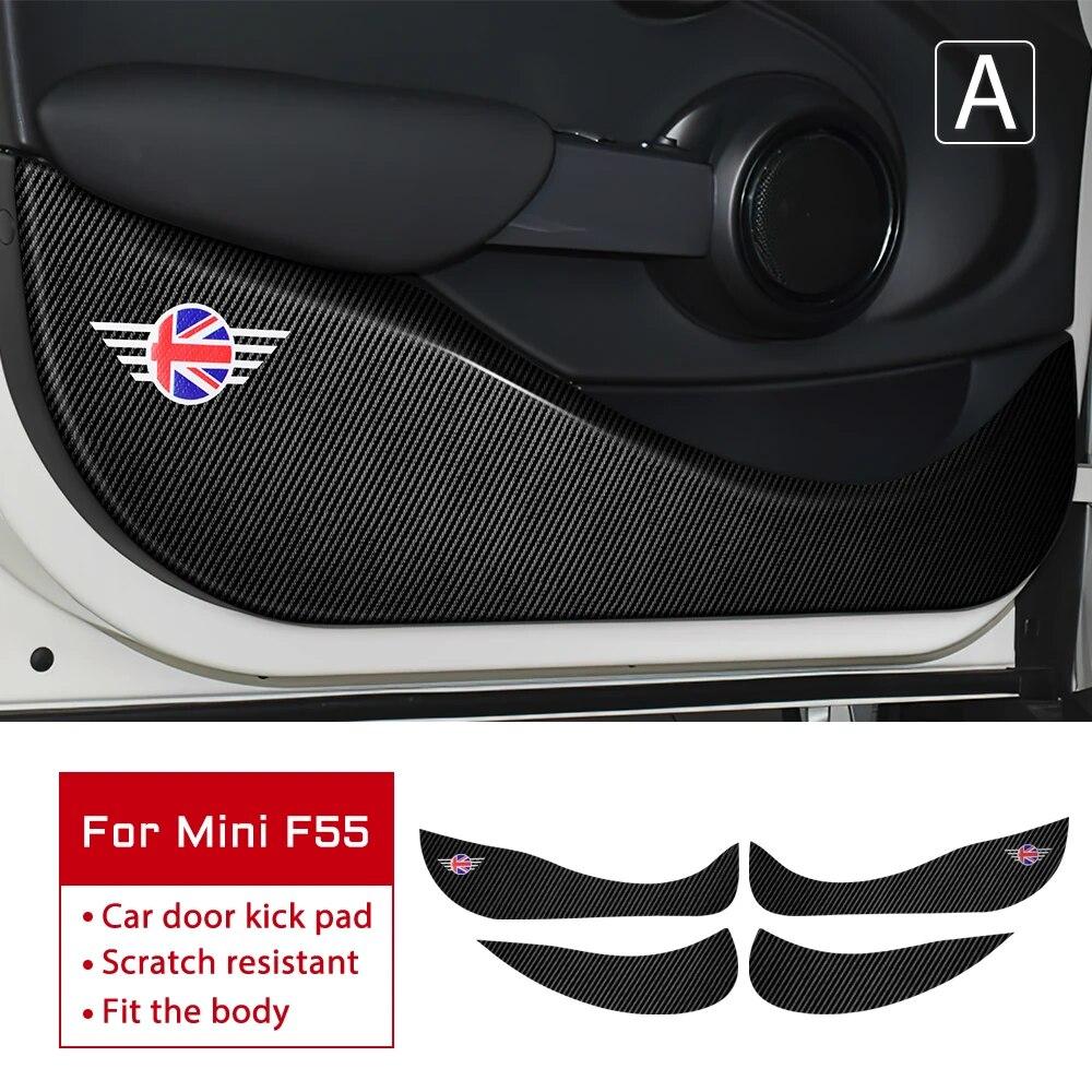 Leather Carbon Fiber Texture Protection Sticker Car Door Anti Kick Pad For BMW Mini Cooper S F54 F55 F56 F60 R56 R60 Countryman