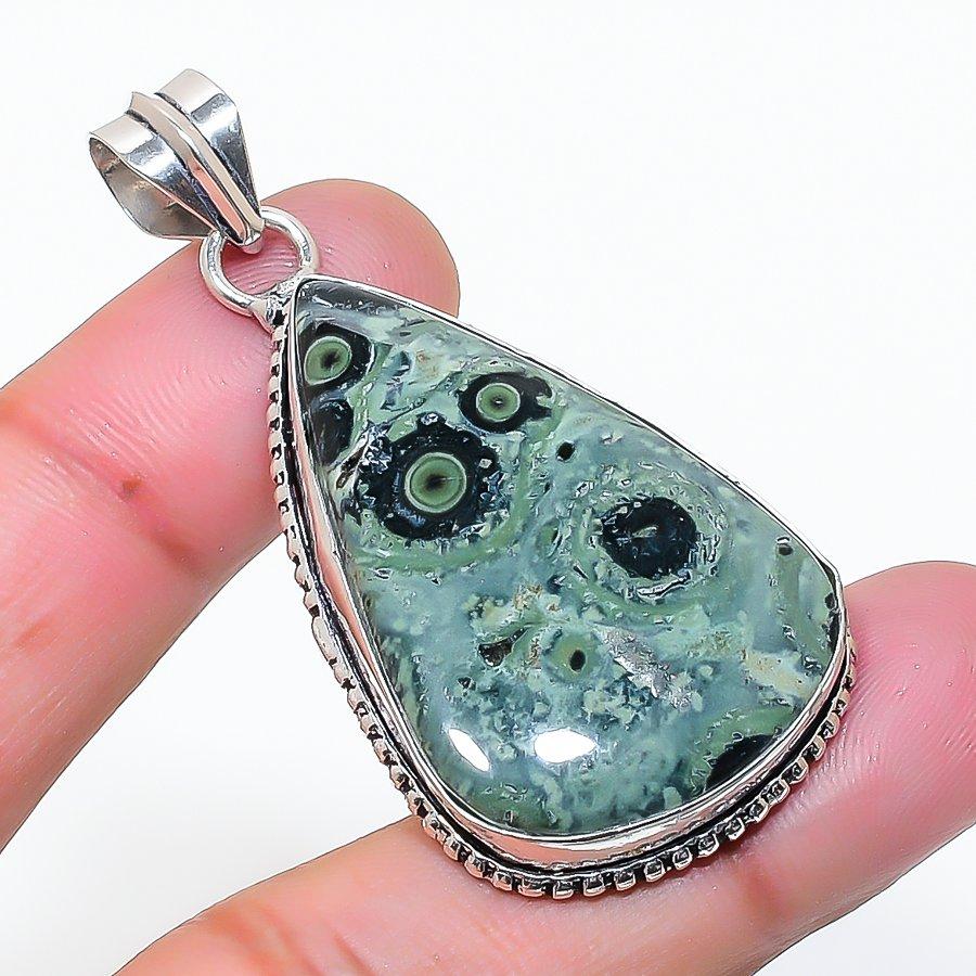 Natural Kambaba Jasper Gemstone 925 Sterling Silver Jewelry Pendant 2.01  AP-15302
