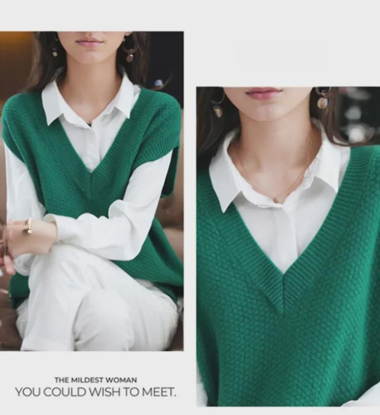Chaleco de Punto Suave y Ceroso para Mujer - Primavera 2023 Chaleco Jersey Cuello en V para Primavera y Otoño