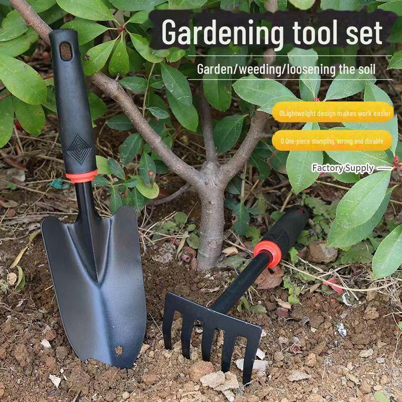 Gardening Tool Set: Small Iron Shovel, Rake, Hoe, & Sea Catching Tool for Vegetable & Flower Planting