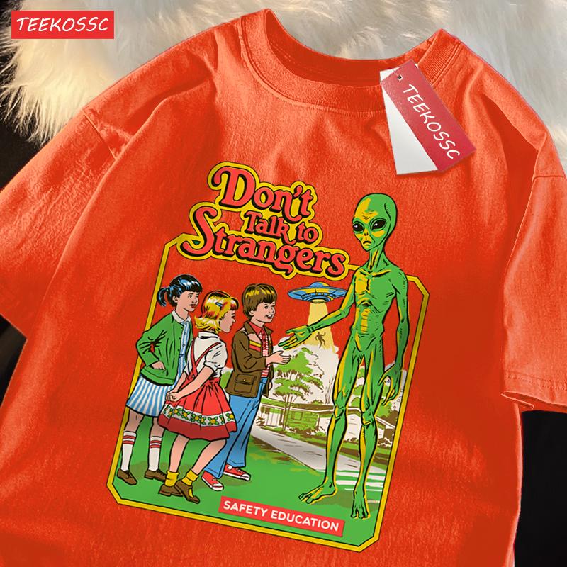 

Don’T Talk To Strangers Print T-Shirt Street Breathable Tshirt Fashion Loose Tees Cotton Oversized Street Clothes Men Women 4XL