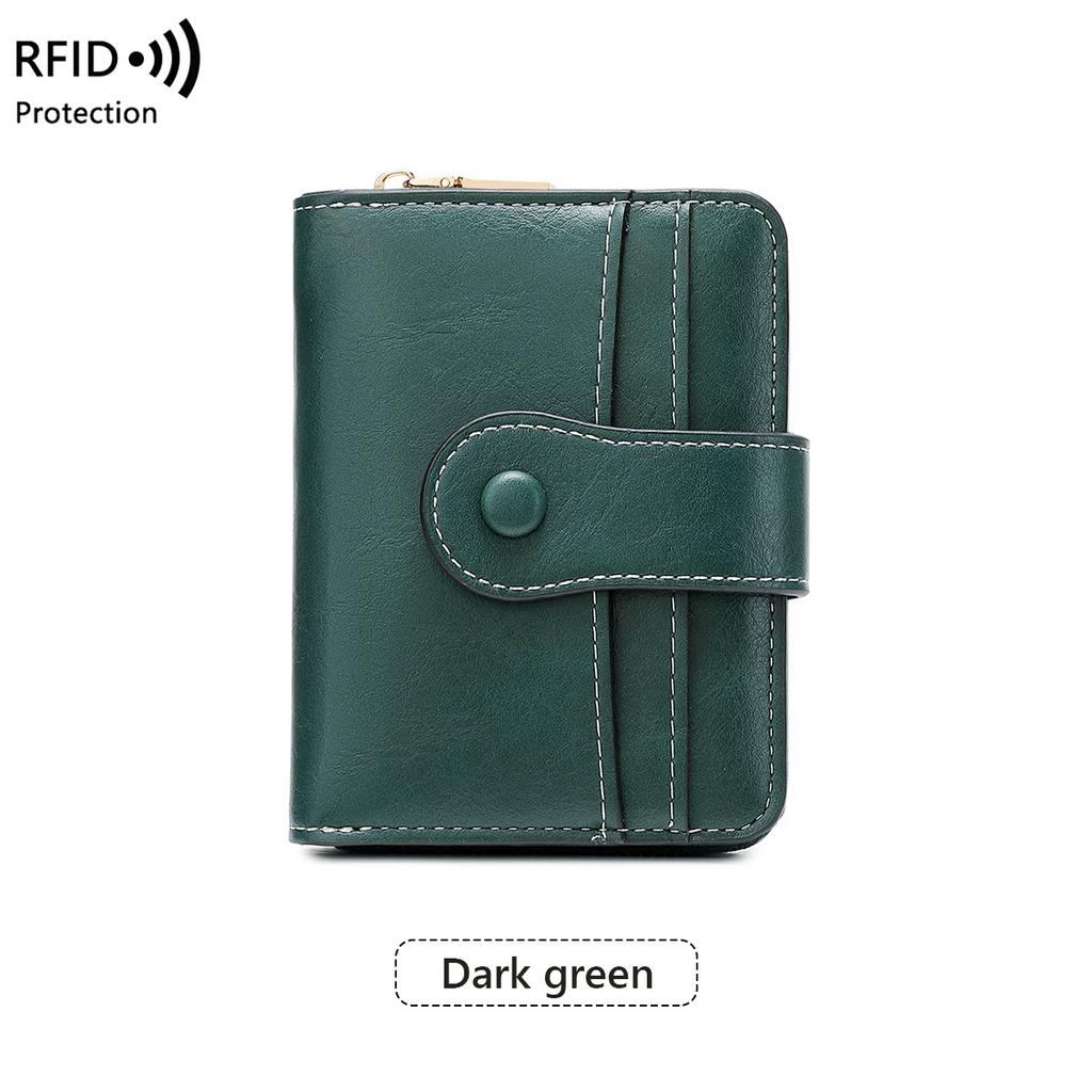 New Anti-magnetic Short Wallet Multi-function Zipper Buckle Wallet Retro Women's Change Bag