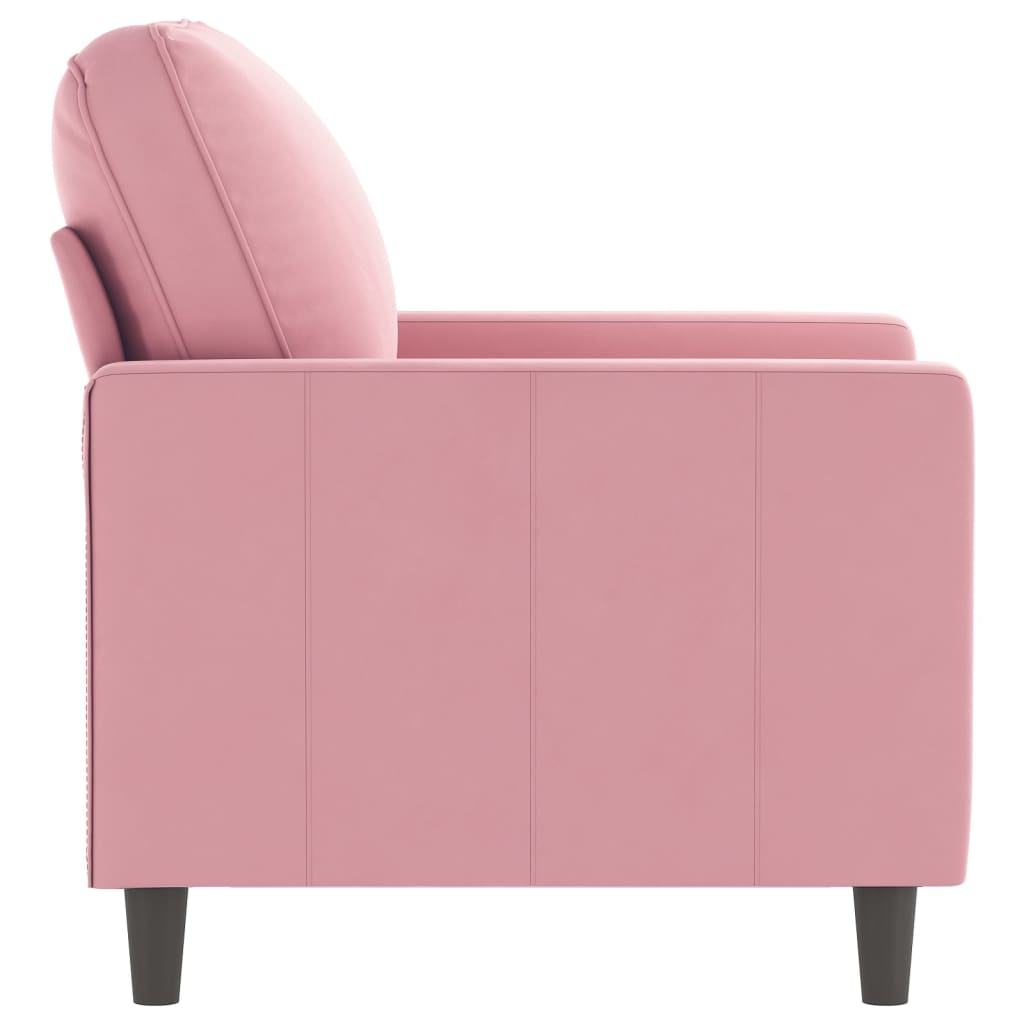 Vidaxl Armchair, Pink, 60 Cm, Upholstered In Velvet