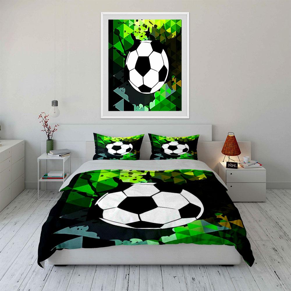 Soccer-Themed Three-Piece Set Design Exquisite Three-Piece Bedding Set Gift For Kids And Adults