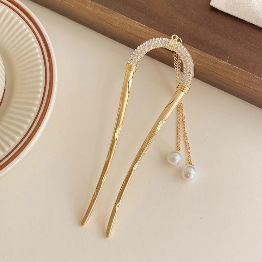 Moda Pinzas para el Cabello con Borlas de Mariposa Pasadores de Imitación Perlas Pasadores en Forma de U Palillos Metálicos para el Cabello para Niñas Accesorios de Peinado