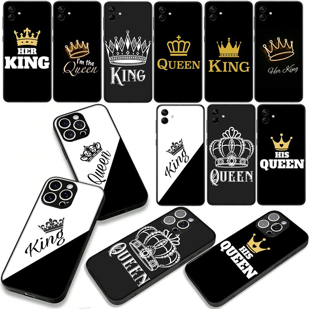 Cartoon König Königin Paar Liebhaber Handyhülle Case für Apple iPhone 16 15 14 Plus 13 12 Mini 17 Pro Max + 16E Air 16+ ProMax