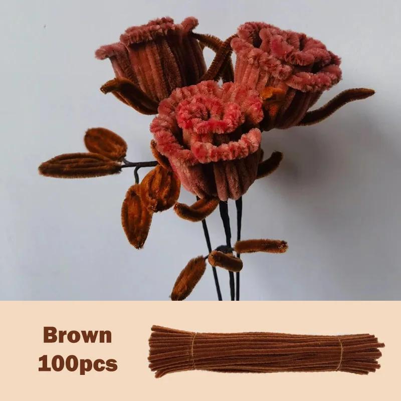 100Pcs Colorful Chenille Stems Pipe Cleaners Plush Tinsel Stem Wired Twist Sticks Hair Strip Diy Craft Educational Toys Handmade