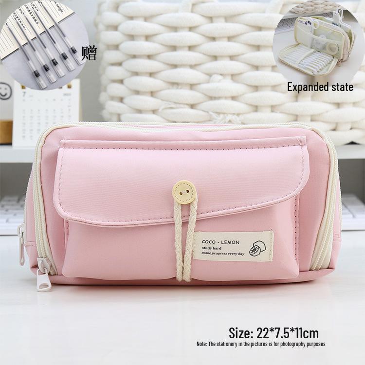 Japanese Style Cotton Rope Pencil Case - Large Capacity for Junior & Senior High School Students