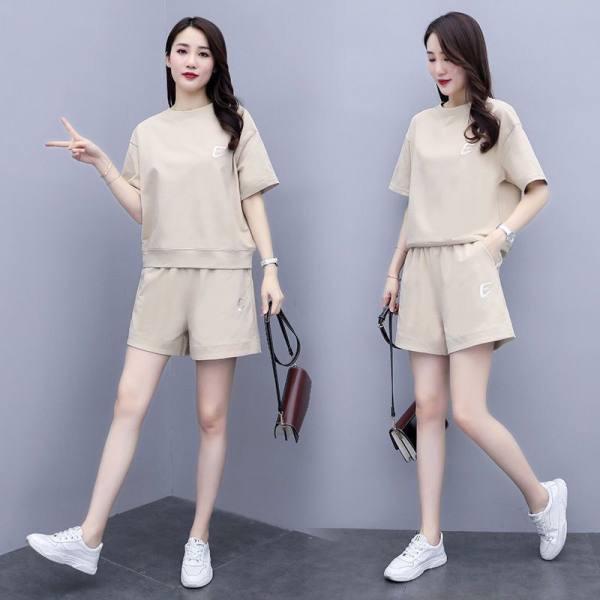 Women's Summer Embroidered Two-Piece Set: Short-Sleeved Top and Casual Loose Shorts