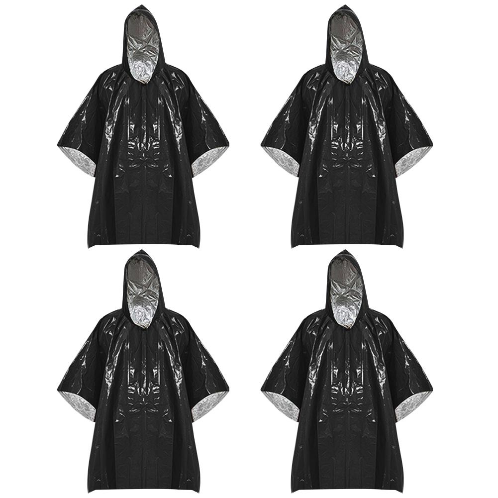 

Thermal Blanket Poncho with Mylar Blanket Liner Emergency Thermal Blanket Thermal Raincoat Blanket for Outdoors Camping чёрный