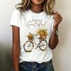 Women's T‑Shirt Vintage Floral Bicycle Design Casual Short Sleeve Fashion Tee