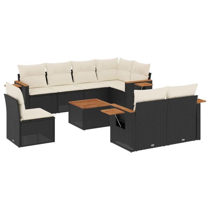 VidaXL Garden Lounge Set with Cushions 9 Pcs, Patio Sofas, Patio Furniture Set, Outdoor Furniture, Black 3227008