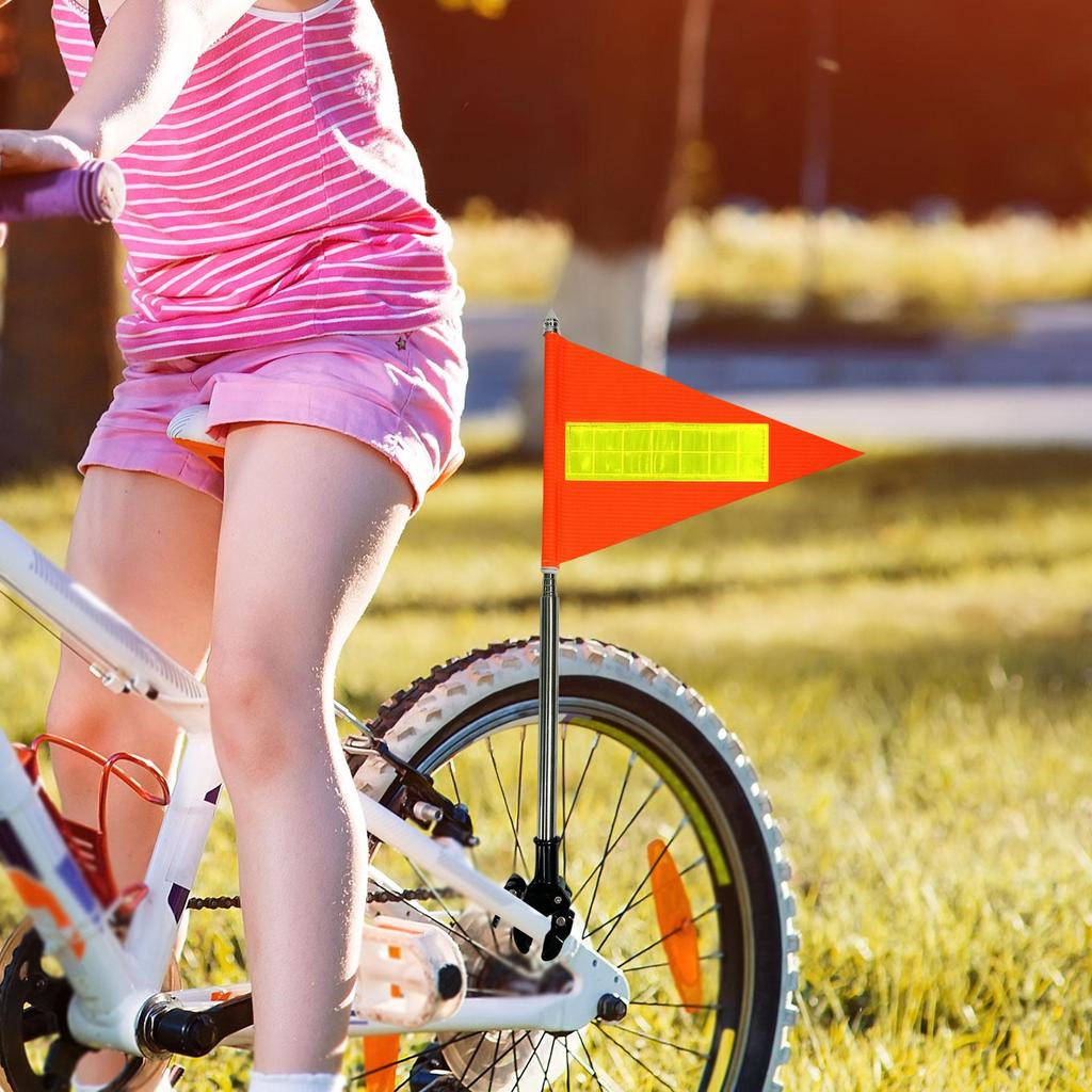 Bike Safety Flag with Pole Stainless Steel Pole with Reflective Strip Suitable for both children, young kids and adult