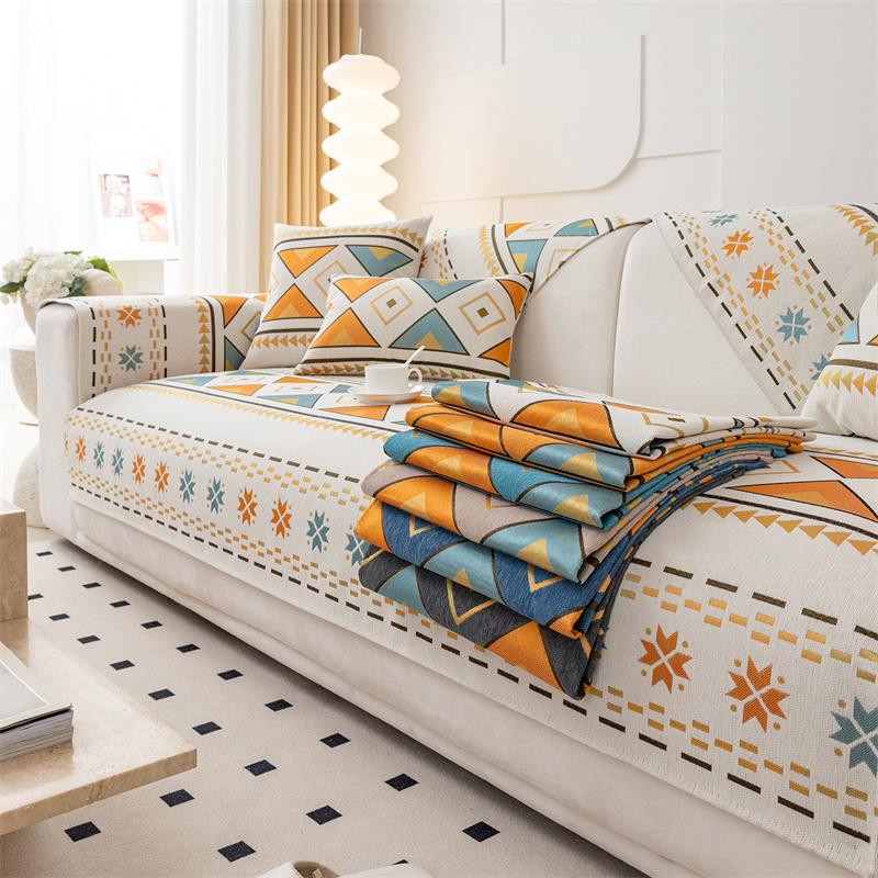 Nordische Chenille Sofabezüge für Wohnzimmer Rutschfest Staubdicht Sofabezüge Universal Waschbar Sofahandtuch Möbelschutz