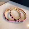 PU Leather Hoop Earrings Leopard Print Round Hoop Earrings Fashion Hoop Earrings  For Women