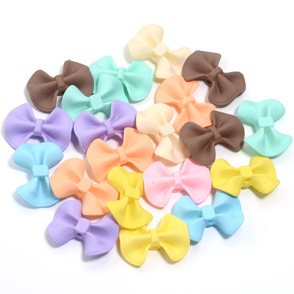 20Pcs Acrylic Beads Colored Spray Paint Heart Bow Shape Loose Spacer Beads For DIY Charm Phone Chains Bracelet Jewelry Gift