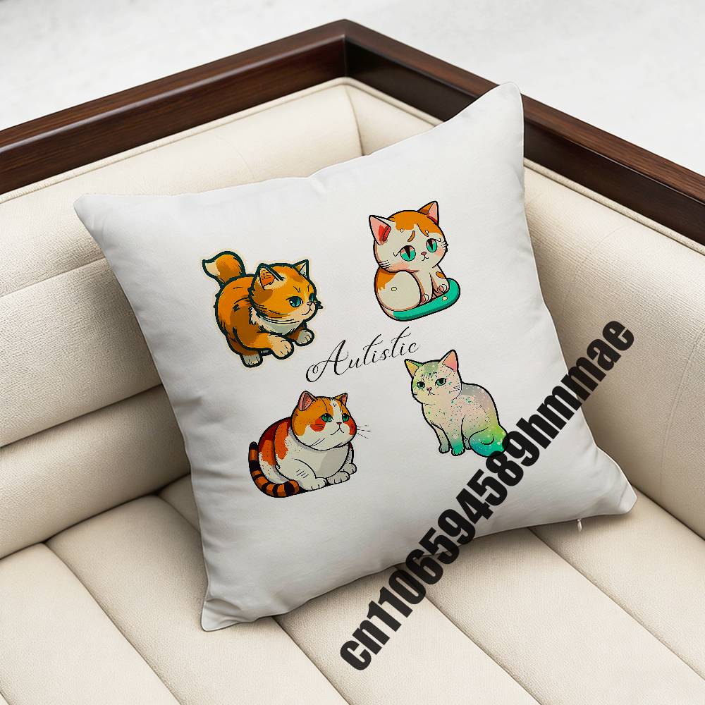 For Autistic Cat Autism Puzzle Throw Pillow Case Sham Xcm Xcm Square Car Pillowcase Pad Cushion Cover