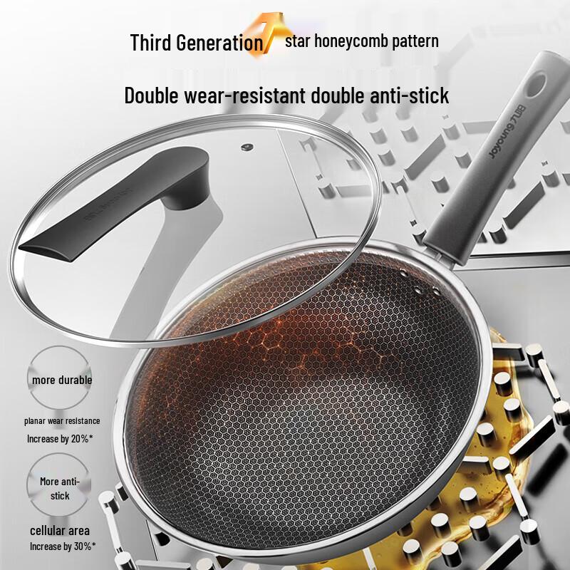 JOYOUNG 30cm 304 Stainless Steel Non-stick Wok with Lid
