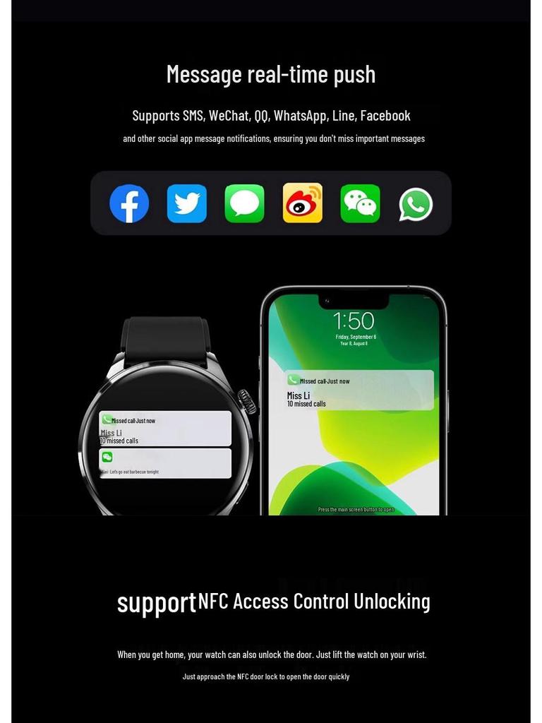 2025 Huqiangbei GT4 Smartwatch with Health Monitoring & Bluetooth Calling