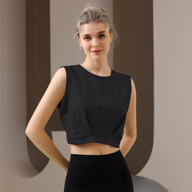 

Женский дышащий свободный спортивный топ без рукавов для йоги Large чёрный