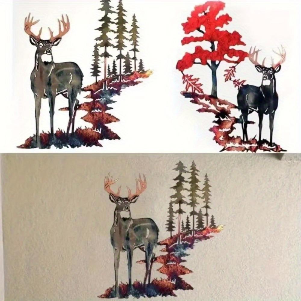 Metal Iron Art White Tail Deer Home Wall Decoration Hanging Craft