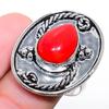 Italian Red Coral Gemstone 925 Silver Jewelry Ring 7