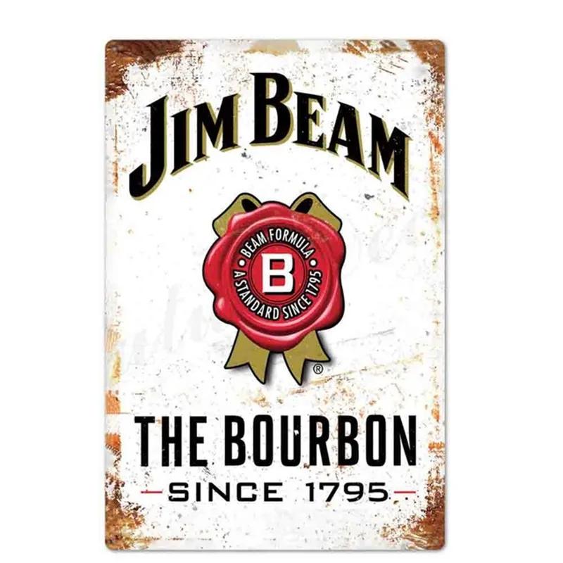 Öl Vin Jameson Affisch Metallplåt Skylt Vintage Metallväggplattor Hantverk Dekor Bar Café Kök Plåt Målning Järnplattor