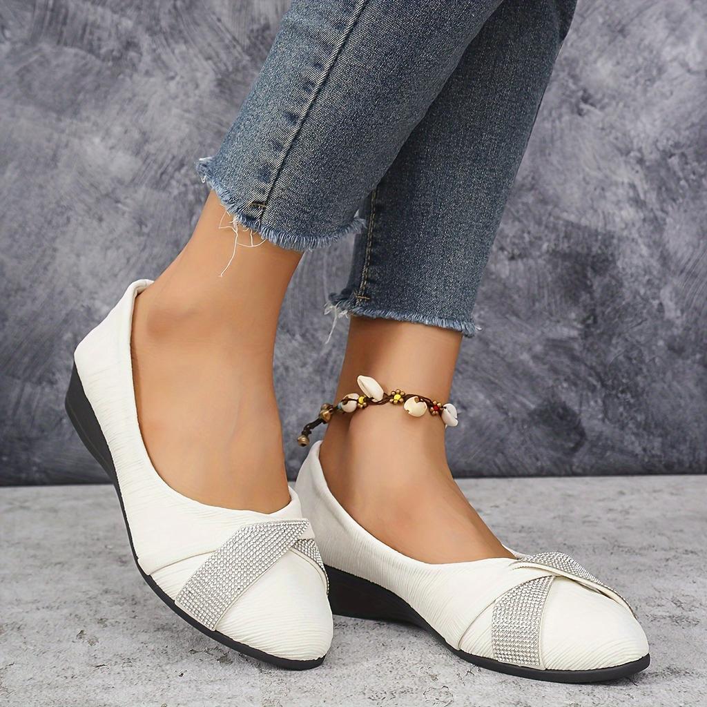 Elegante Damen Mary Jane flache Schuhe, Funkelnder Glitzer, Leicht, Bequem, Handwaschbar, Frühling/Sommer/Herbst/Winter