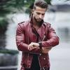 Nuovo Cappotto in Pelle PU da Uomo Autunno e Inverno Taglia Grande Collo Stretto Moda Slim Zip Giacca in Pelle