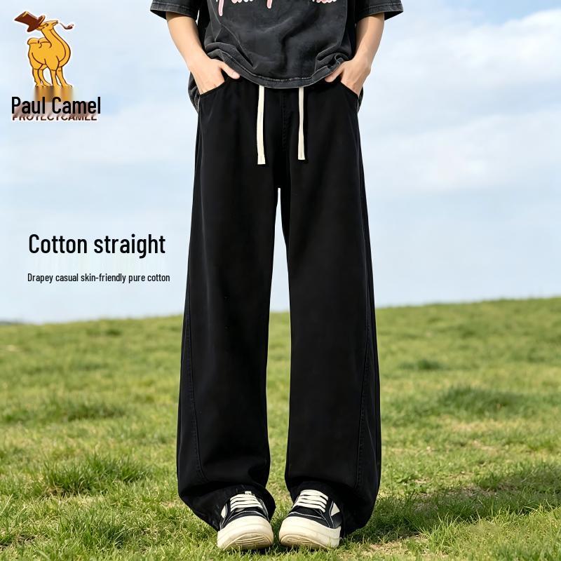Men s Paul Camel Cotton Straight-Leg Casual Pants 2XL чёрный