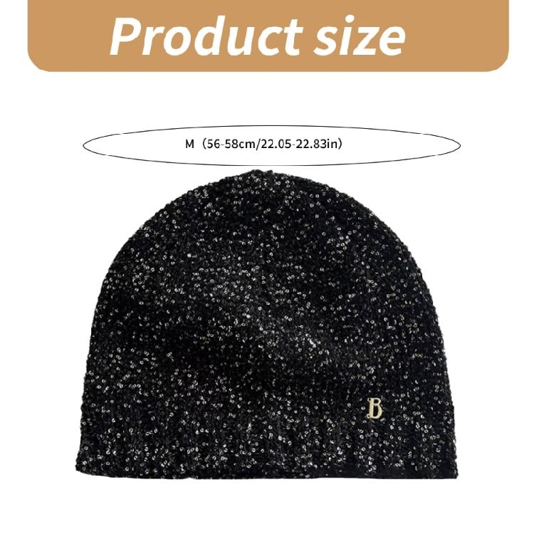Sequined Hat for Party Cool Knitted Hat Winter Outdoor Activity Hat Hiphop Slouch Hat Soft Warm Pullover Hat for Adult