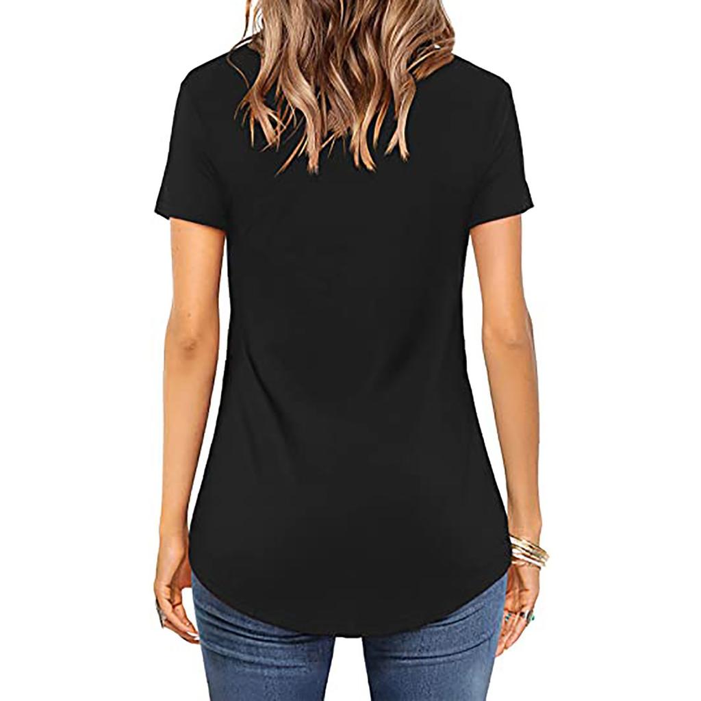 Women's Casual Fashion Sexy Color Pullover Comfortable And Cool Cross V-neck Short-sleeved Loose T-shirt