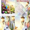 2D flat printing 2pcs Window Curtains Easter Bunny Cross Flowers Digital Printed Polyester Drapes Birthday Party Use for New