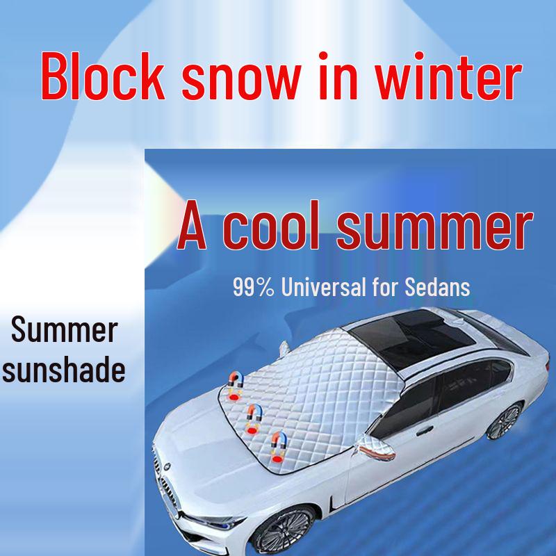 Universal Magnetic Frost and Sun Protection Windshield Cover - Thickened, Half Car Cover Car Universal, 23 Left