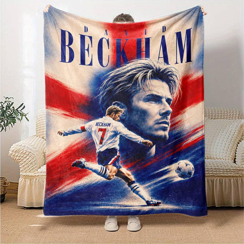 David Beckham England Football Star Print Fleece Blanket Soft Cozy Throw Blanket for Sofa Couch Bed Soccer Fan Home Decor