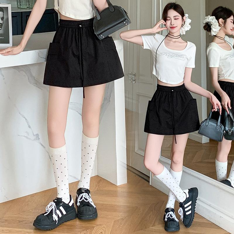 

Летний Корея Дондэмун комбинезон женский кюлоты чувство дизайна эластичная талия повседневный детка шорты юбка XL чёрный