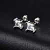 Vnox Square Cubic Zirconia Stud Earrings, 4-8mm Copper Material Earrings for Women Men, Gold Silver Color Post Ear Accessories