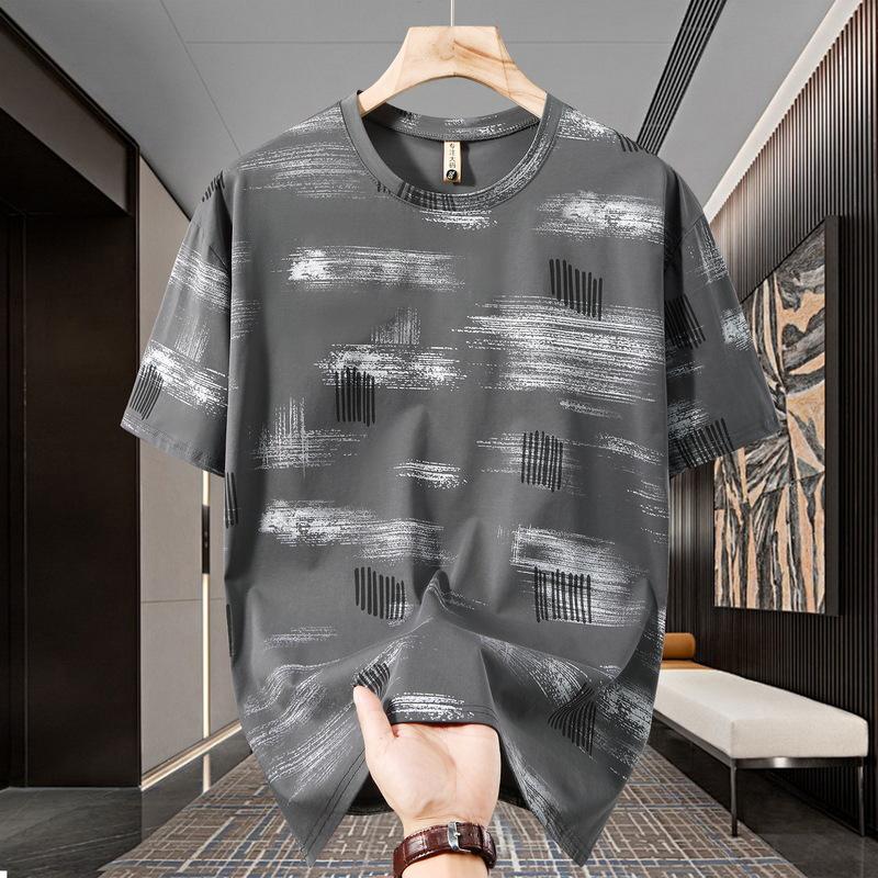 Summer Short-sleeved T-shirt Men's Loose Fat Men's Enlarged Round Neck Short-sleeved