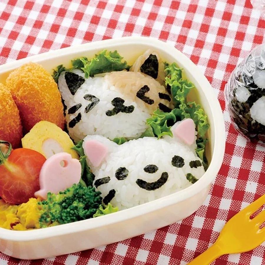 Cat Rabbit Rice Ball Mold Set Kids Cartoon Lunch Box DIY Creative Japanese Rice Sushi Tool Cake Molds Silicone Molds