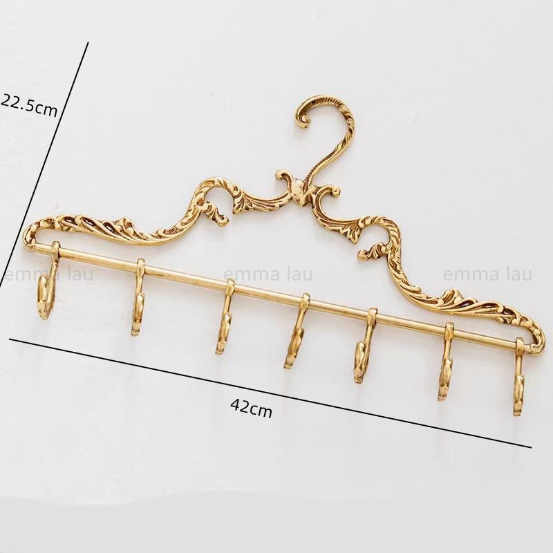 French Palace Style Clothes Hanger Solid Brass Wardrobe Hangers Strong Clothes Coat Hangers Golden Decoration Metal Rack