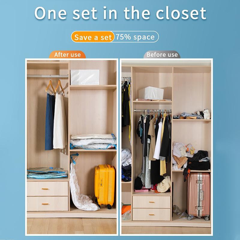 5Pcs Vacuum Storage Bags With Valve Folding Compressed Space Saving Clothes Storage Big Size For Towel Cloth Blanket