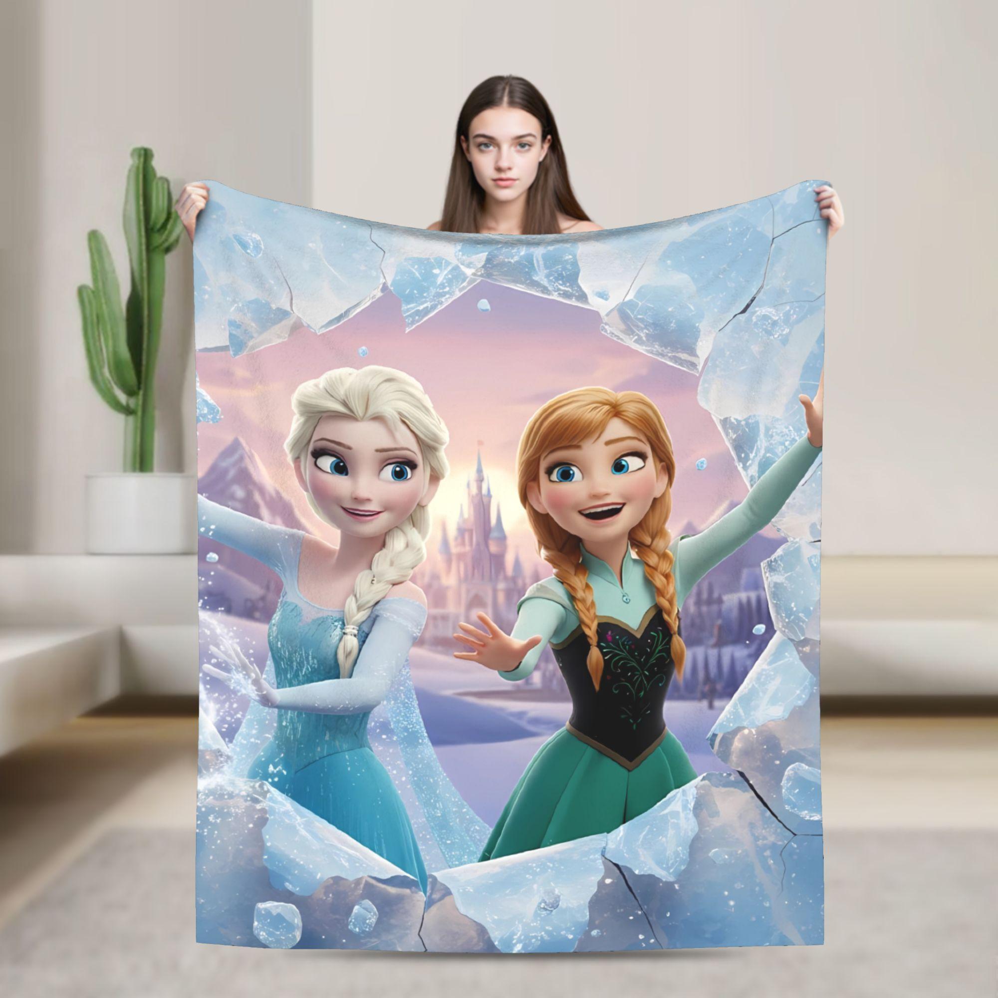 

Frozen 2 Elsa Anna Cartoon Blanket Quality Soft Warm Throw Blanket Winter Kids Couch Chair Print Bedspread 30x40in