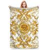 Flannel Throw Blanket Golden Lion Baroque Seamless Pattern Water Color Warm Blankets Bedspread for Bed Living room Travel Couch