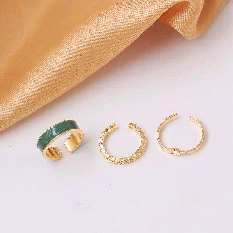 

3pcs/set Rings Set for Women Adjustale Rings Set bague femme anillos para hombre Gold Color Twisted Design Rings Set Zircon