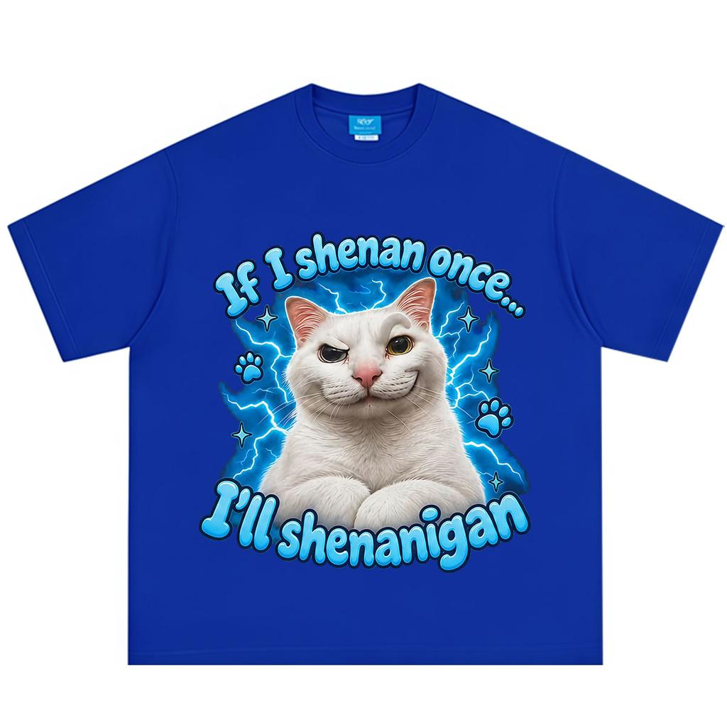 If I Shenan Once Ill Shenanigan Funny Cat Meme Tshirt Unisex Unisex Hiphop Tshirt Shortsleeved Loose Casual Cotton Tshirts
