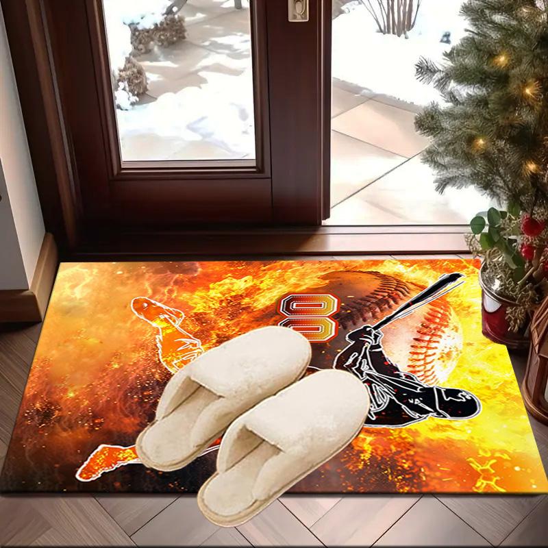 Baseball Fire Power Carpet, Chair Rug,Rug for Office Bedroom Living Rooms, Doormat Decor Fan Gift Christmas Gift